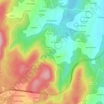 Mapa topográfico Santa Baia, altitude, relevo