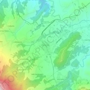 Mapa topográfico Villa Lempa, altitude, relevo