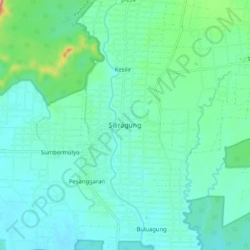 Mapa topográfico Siliragung, altitude, relevo