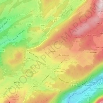 Mapa topográfico Le Fournet, altitude, relevo
