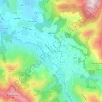 Mapa topográfico Bastida, altitude, relevo