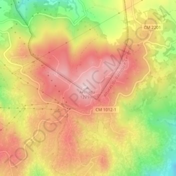 Mapa topográfico Serra do Barroso, altitude, relevo