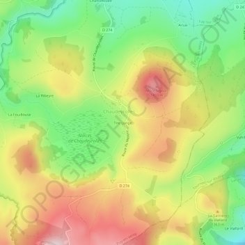 Mapa topográfico Tire Longe, altitude, relevo
