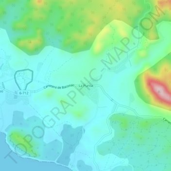 Mapa topográfico La Punta, altitude, relevo