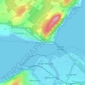 Mapa topográfico North Kessock, altitude, relevo