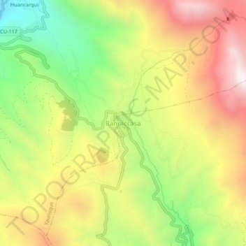 Mapa topográfico Ranraccasa, altitude, relevo