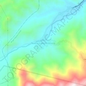 Mapa topográfico Nueva Independencia, altitude, relevo