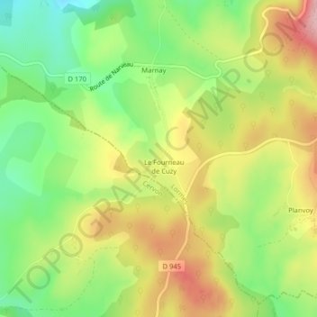 Mapa topográfico Cusy, altitude, relevo