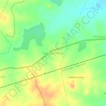 Mapa topográfico Vaddera Colony, altitude, relevo