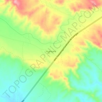Mapa topográfico Huarejana, altitude, relevo