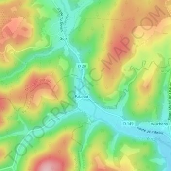 Mapa topográfico Palaizot, altitude, relevo