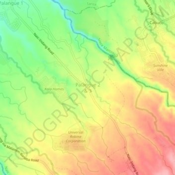Mapa topográfico Palangue 2 & 3, altitude, relevo