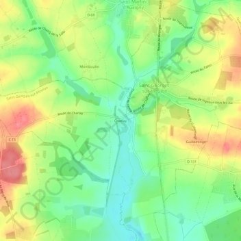 Mapa topográfico Charlay, altitude, relevo