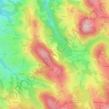Mapa topográfico Épalle, altitude, relevo