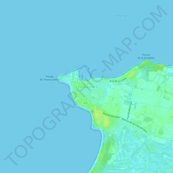 Mapa topográfico L'Herbaudière, altitude, relevo