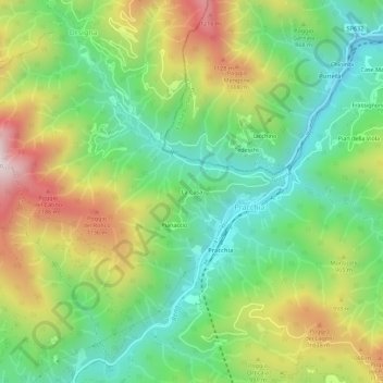 Mapa topográfico La Casa, altitude, relevo