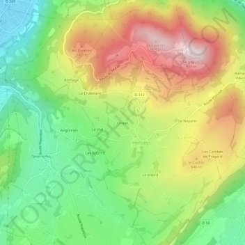 Mapa topográfico Cholet, altitude, relevo