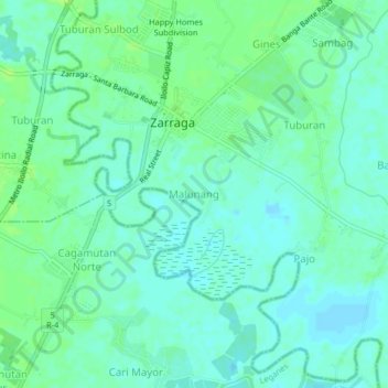 Mapa topográfico Malunang, altitude, relevo