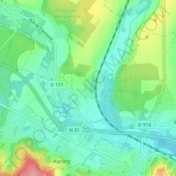 Mapa topográfico Saint-Remy-l'Abbaye, altitude, relevo