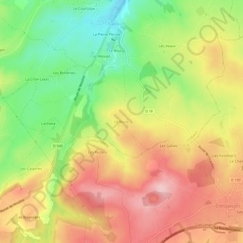 Mapa topográfico Le Bouis, altitude, relevo