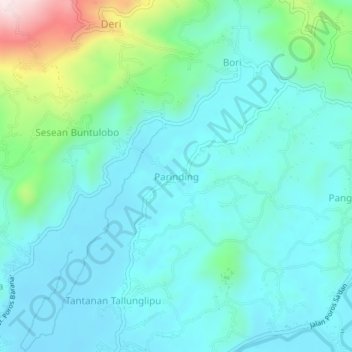 Mapa topográfico Parinding, altitude, relevo