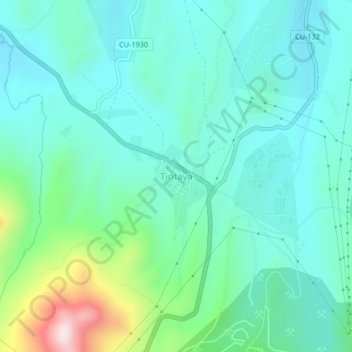 Mapa topográfico Tintaya, altitude, relevo