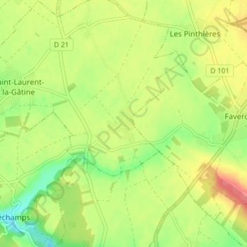 Mapa topográfico L'Aumône, altitude, relevo