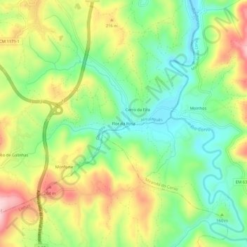 Mapa topográfico Flor da Rosa, altitude, relevo