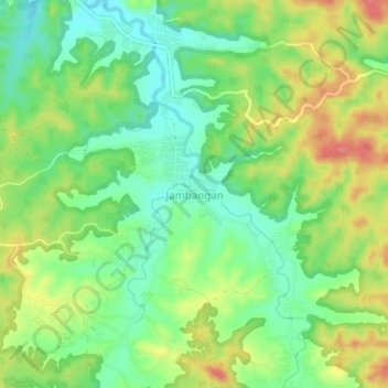 Mapa topográfico Jambangan, altitude, relevo