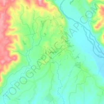 Mapa topográfico Sanafe, altitude, relevo