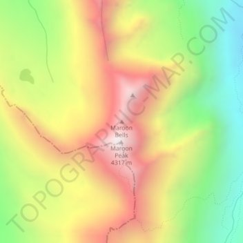Mapa topográfico Maroon Bells, altitude, relevo