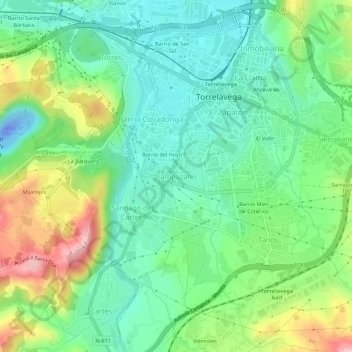 Mapa topográfico Campuzano, altitude, relevo