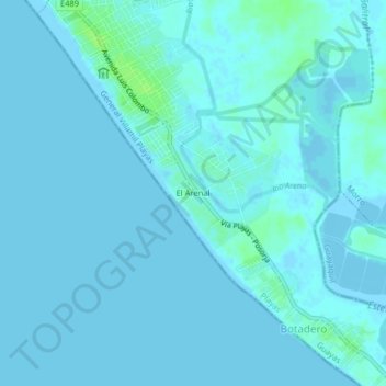 Mapa topográfico El Arenal, altitude, relevo