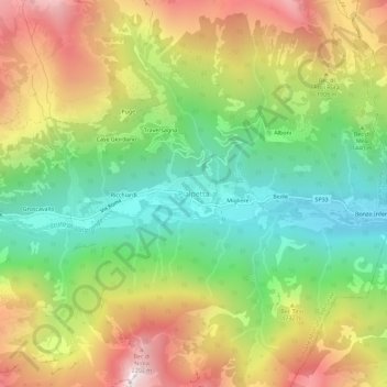 Mapa topográfico Pialpetta, altitude, relevo