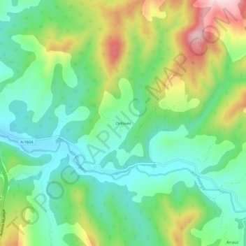 Mapa topográfico Ordovés, altitude, relevo