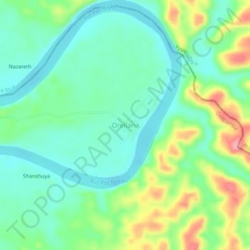 Mapa topográfico Orellana, altitude, relevo