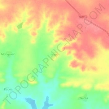 Mapa topográfico Hatti, altitude, relevo