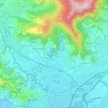 Mapa topográfico Quintino Basso, altitude, relevo