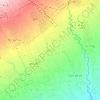 Mapa topográfico Jiwan, altitude, relevo