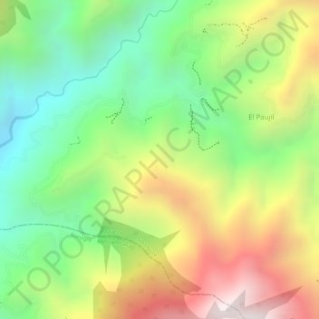 Mapa topográfico El Aventino, altitude, relevo