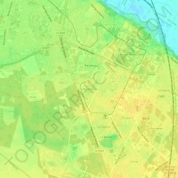 Mapa topográfico CHU Orléans, altitude, relevo