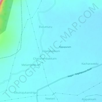 Mapa topográfico Kilambakkam, altitude, relevo