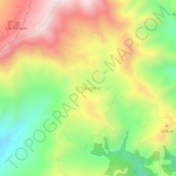 Mapa topográfico El Shugsho, altitude, relevo