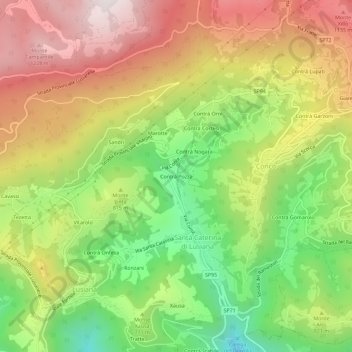 Mapa topográfico Contrà Pozza, altitude, relevo