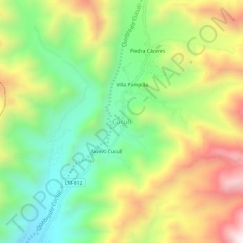 Mapa topográfico Cuculí, altitude, relevo