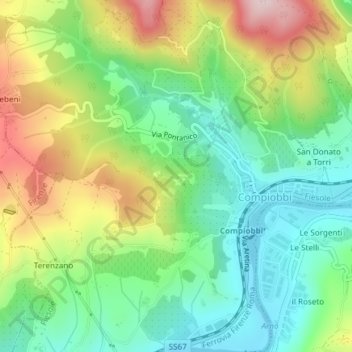 Mapa topográfico Romena, altitude, relevo