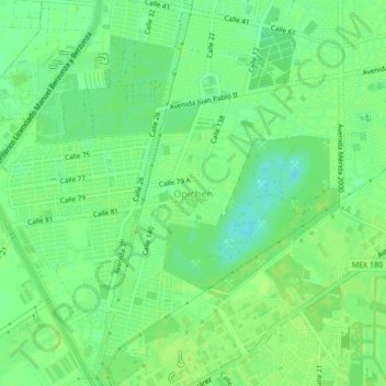 Mapa topográfico Opichén, altitude, relevo