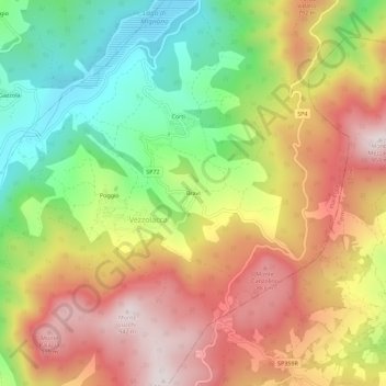 Mapa topográfico Bravi, altitude, relevo