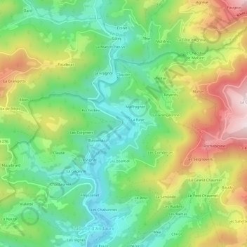 Mapa topográfico Ploye, altitude, relevo