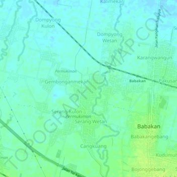 Mapa topográfico Gembongan, altitude, relevo